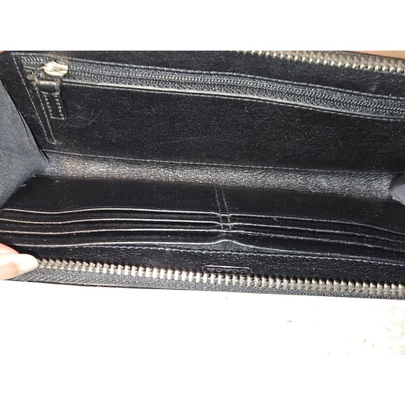 Coach Poppy Wristlet Signature Monogram Wallet Black - Picture 7 of 13